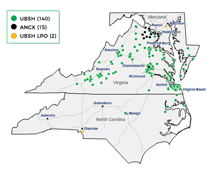 Map of Union and Access Branches