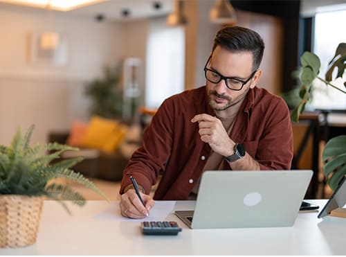 man on computer