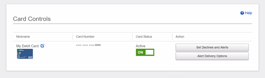 Card Controls Debit Cards